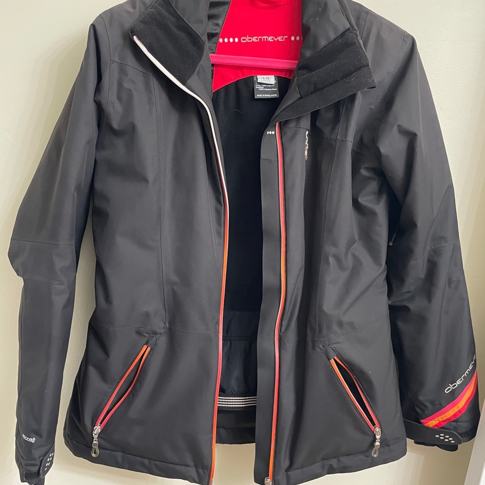 Obermeyer Women’s Black Ski Jacket with Orange Trim